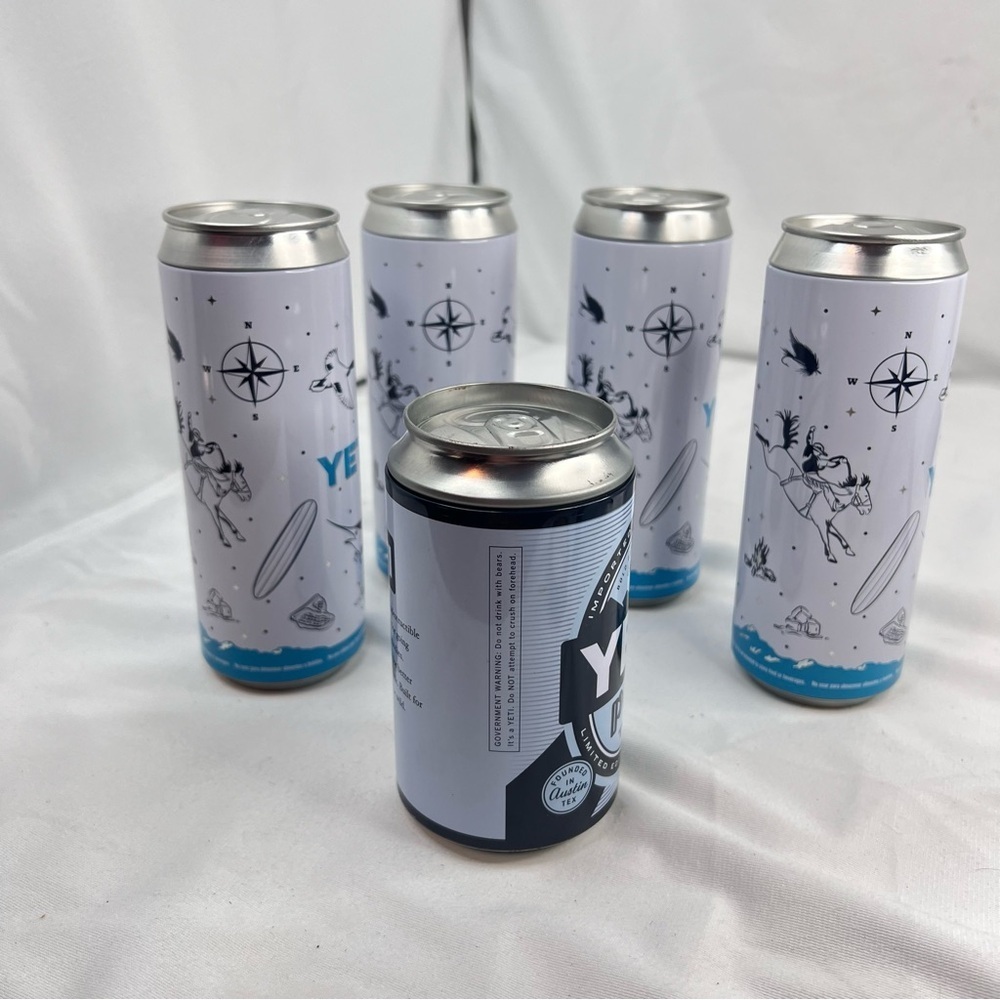 Yeti Navy Blue Cooler and White/Blue Branded Cans - Picture 3 of 7